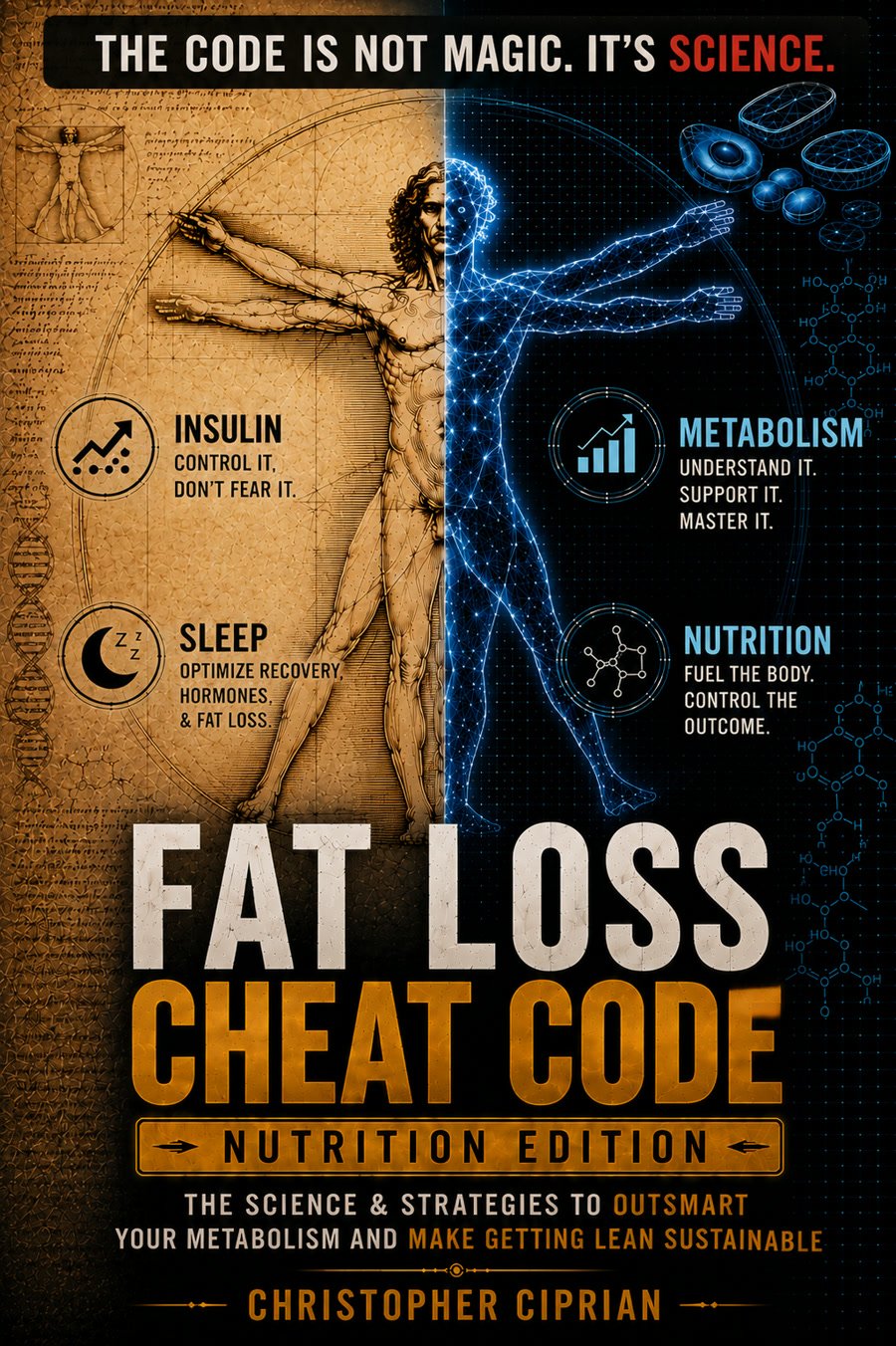 The cover of Fat Loss Cheat Code, Nutrition Edition, by Christopher Ciprian