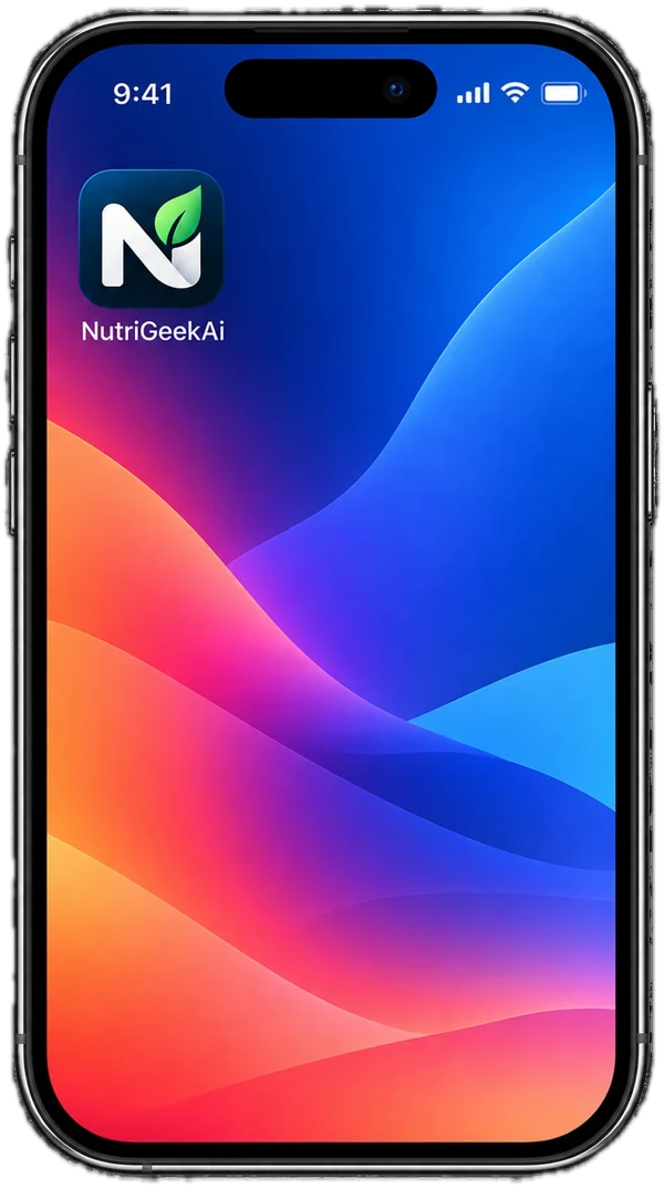The NutriGeekAi app icon on an iPhone home screen